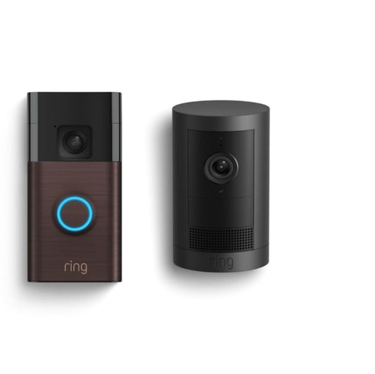 Ring Battery Doorbell, Venetian Bronze with All-new Ring Outdoor Cam Plus